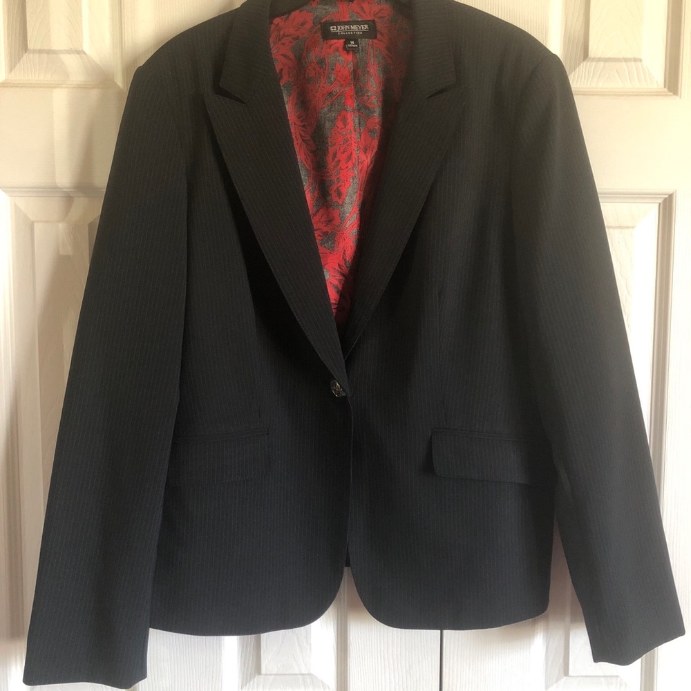 John Meyer Collection pinstripe pants blazer suit 14